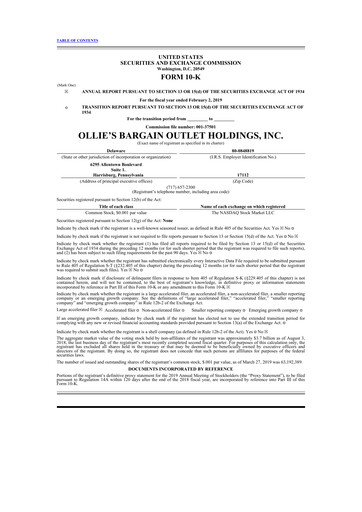 Thumbnail Ollie's Bargain Outlet
 10-K Annual Report 2018