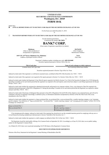Thumbnail Bank7 10-K Annual Report 2018