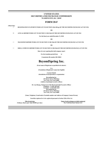 Vorschaubild BeyondSpring 20-F Jahresbericht 2018