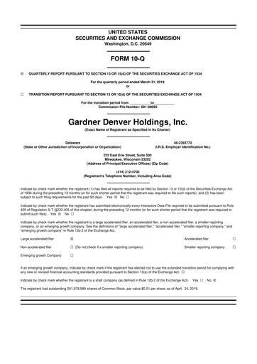 Vorschaubild Ingersoll Rand 10-Q Quartalsbericht 2019 