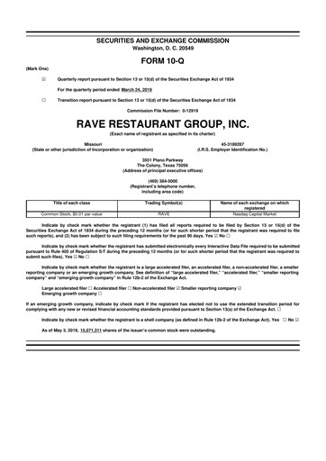Thumbnail Rave Restaurant Group 10-Q Quarterly Report FY 