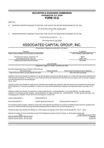 Thumbnail Associated Capital Group 10-Q Quarterly Report FY2019 