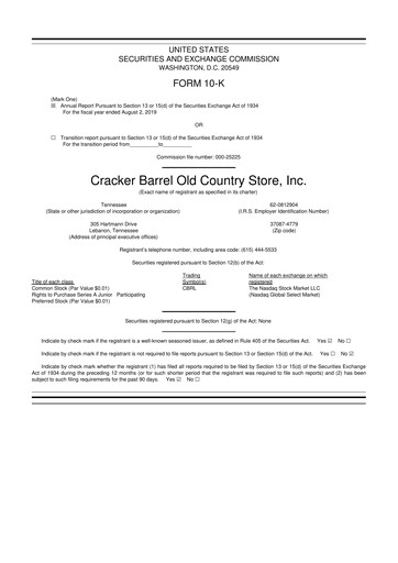 Vorschaubild Cracker Barrel 10-K Jahresbericht 