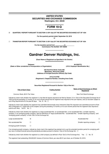 Vorschaubild Ingersoll Rand 10-Q Quartalsbericht 2019 