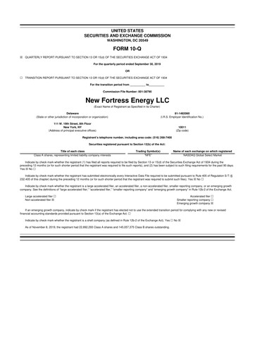 Vorschaubild New Fortress Energy
 10-Q Quartalsbericht 2019 
