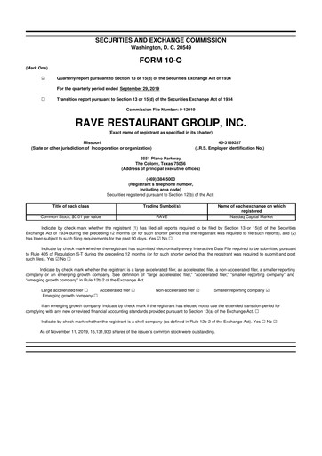 Thumbnail Rave Restaurant Group 10-Q Quarterly Report FY 