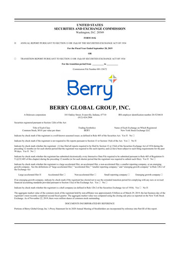 Thumbnail Berry Global
 10-K Annual Report 2019