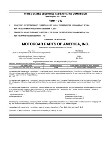 Thumbnail Motorcar Parts of America 10-Q Quarterly Report FY2020 