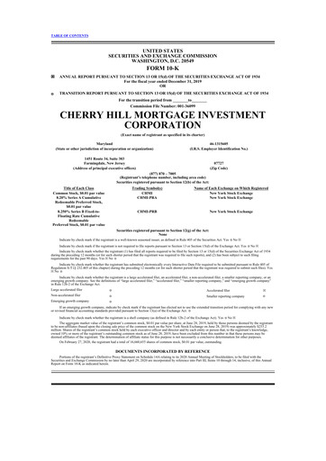 Thumbnail Cherry Hill Mortgage Investment 10-K Annual Report 2019