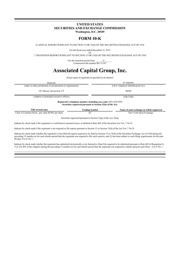 Thumbnail Associated Capital Group 10-K Annual Report 2019