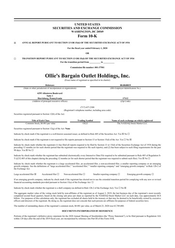 Thumbnail Ollie's Bargain Outlet
 10-K Annual Report 2019