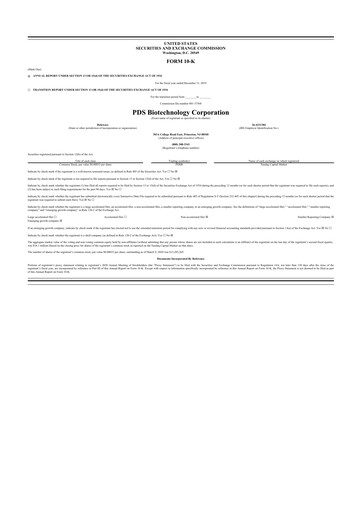 Thumbnail PDS Biotechnology
 10-K Annual Report 2019