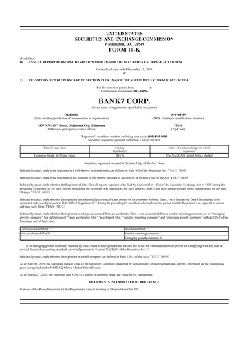 Thumbnail Bank7 10-K Annual Report 2019