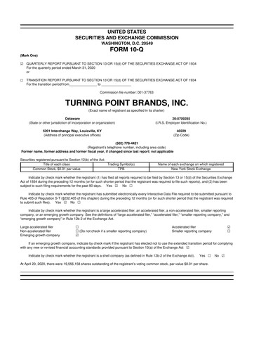 Thumbnail Turning Point Brands 10-Q Quarterly Report FY2020 