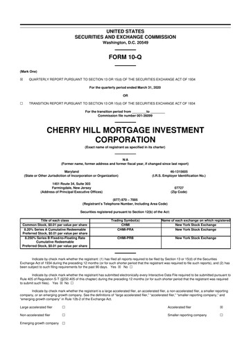 Thumbnail Cherry Hill Mortgage Investment 10-Q Quarterly Report FY2020 