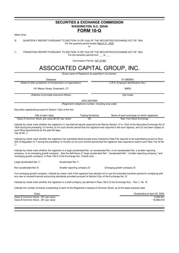 Thumbnail Associated Capital Group 10-Q Quarterly Report FY2020 