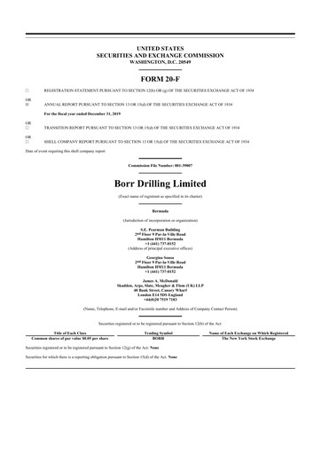 Thumbnail Borr Drilling
 20-F Annual Report 2019