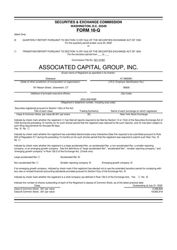 Thumbnail Associated Capital Group 10-Q Quarterly Report FY2020 