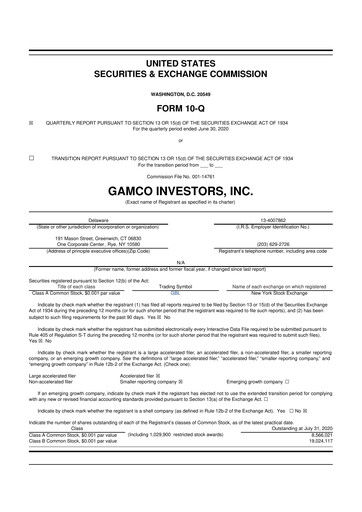 Thumbnail GAMCO Investors
 10-Q Quarterly Report FY2020 