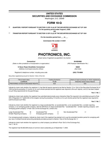 Thumbnail Photronics 10-Q Quarterly Report FY2020 