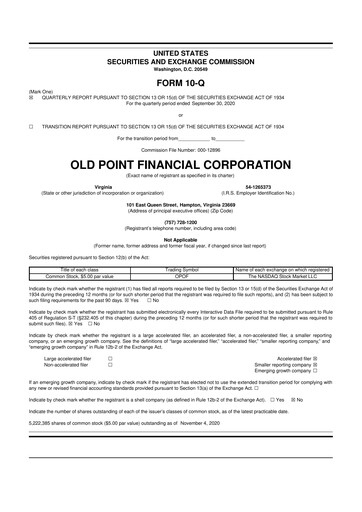 Thumbnail Old Point Financial 10-Q Quarterly Report FY2020 
