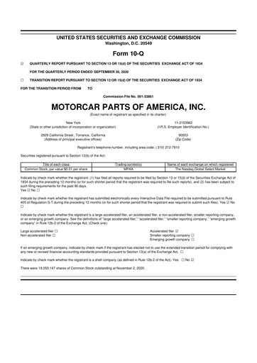 Thumbnail Motorcar Parts of America 10-Q Quarterly Report FY2021 