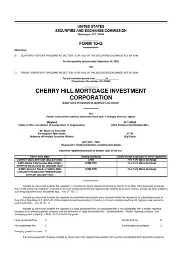 Thumbnail Cherry Hill Mortgage Investment 10-Q Quarterly Report FY2020 