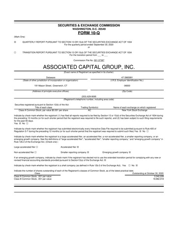 Thumbnail Associated Capital Group 10-Q Quarterly Report FY2020 