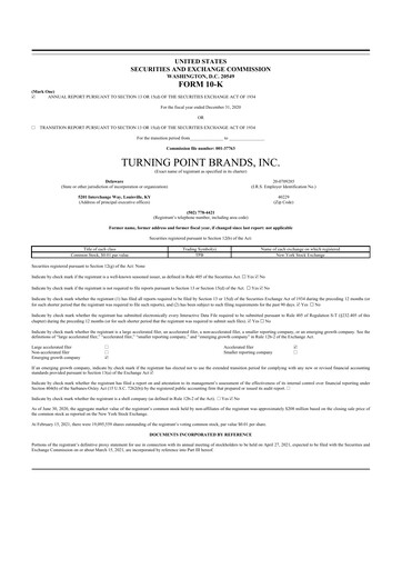 Thumbnail Turning Point Brands 10-K Annual Report 2020