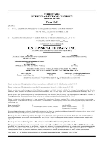 Thumbnail U.S. Physical Therapy, Inc. 10-K Annual Report 2020