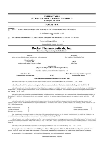 Thumbnail Rocket Pharmaceuticals
 10-K Annual Report 2020
