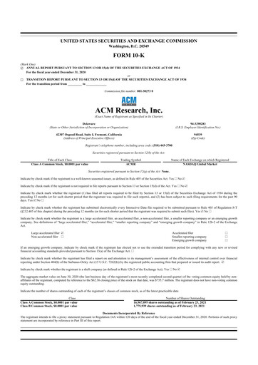 Thumbnail ACM Research
 10-K Annual Report 2020