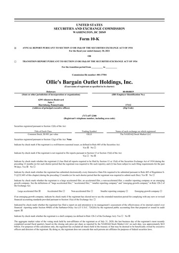 Thumbnail Ollie's Bargain Outlet
 10-K Annual Report 2020