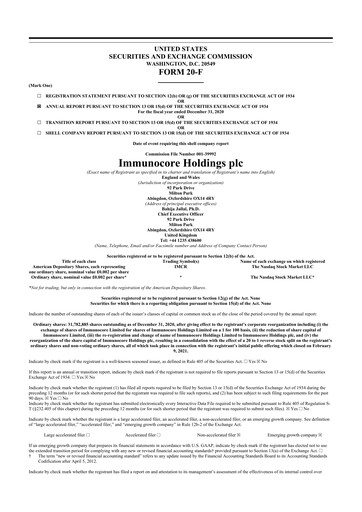 Vorschaubild Immunocore 20-F Jahresbericht 2020