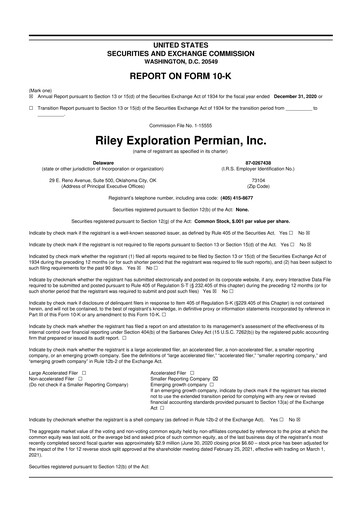 Vorschaubild Riley Exploration Permian 10-K Jahresbericht 2020