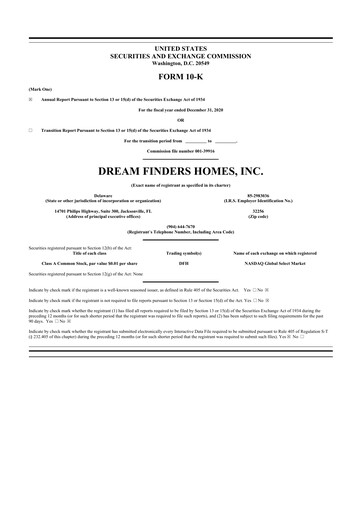 Thumbnail Dream Finders Homes 10-K Annual Report 
