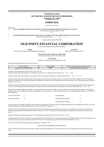 Thumbnail Old Point Financial 10-K Annual Report 2020
