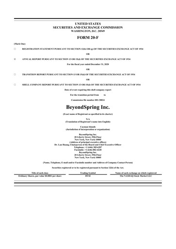 Vorschaubild BeyondSpring 20-F Jahresbericht 2020