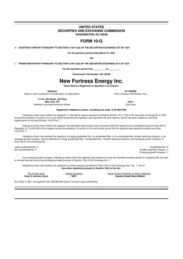 Vorschaubild New Fortress Energy
 10-Q Quartalsbericht 2021 