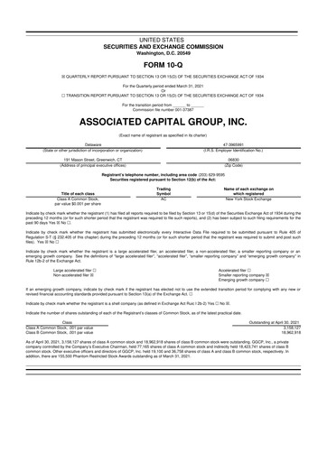 Thumbnail Associated Capital Group 10-Q Quarterly Report FY2021 