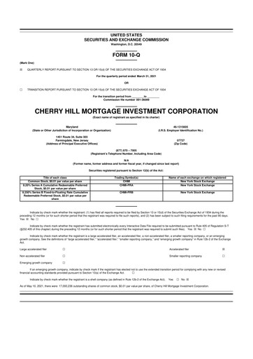 Thumbnail Cherry Hill Mortgage Investment 10-Q Quarterly Report FY2021 
