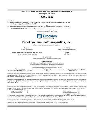 Thumbnail Eterna Therapeutics 10-Q Quarterly Report FY2021 