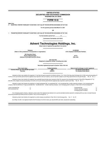 Thumbnail Advent Technologies 10-Q Quarterly Report FY2021 