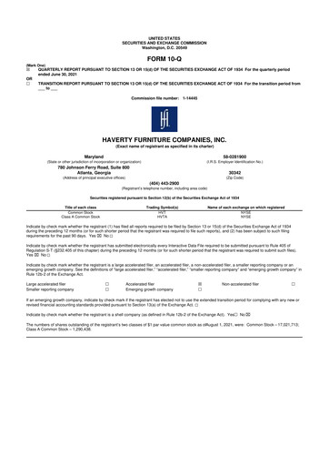 Thumbnail Havertys 10-Q Quarterly Report FY2021 