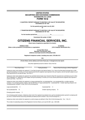 Vorschaubild Citizens Financial Services 10-Q Quartalsbericht 2021 