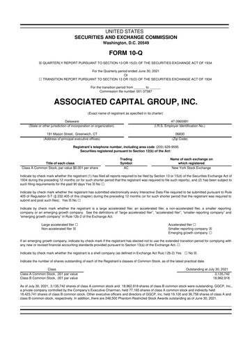 Thumbnail Associated Capital Group 10-Q Quarterly Report FY2021 