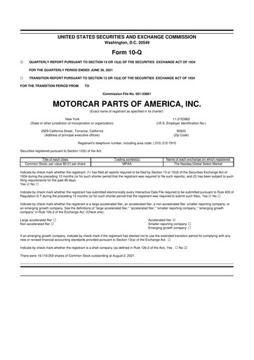 Thumbnail Motorcar Parts of America 10-Q Quarterly Report FY2022 