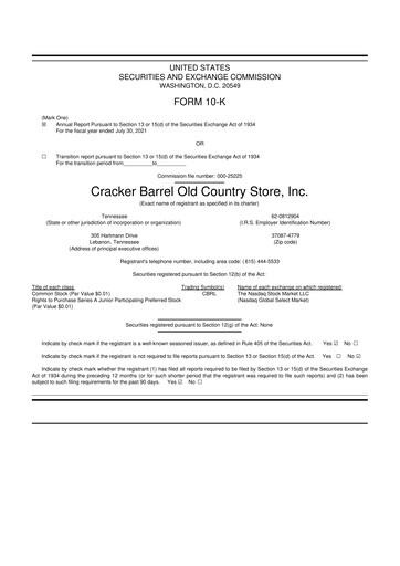 Vorschaubild Cracker Barrel 10-K Jahresbericht 