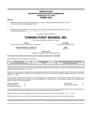 Thumbnail Turning Point Brands 10-Q Quarterly Report FY2021 