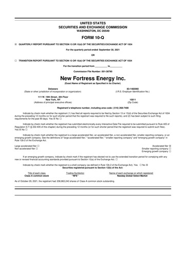 Vorschaubild New Fortress Energy
 10-Q Quartalsbericht 2021 